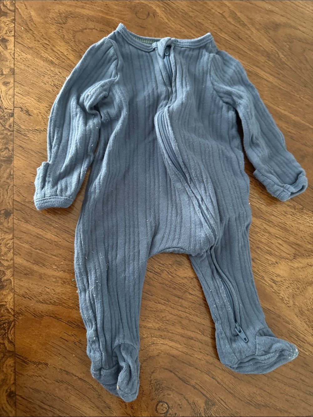 cloud island Light Blue Ribbed Footed One-Piece with Zipper